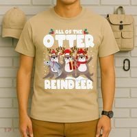 All Of The Otter Reindeer Funny Christmas Pajama Gifts T-Shirt thumb 6