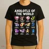Axolotls Of The World Kawaii Types Of Axolotl Fish T-Shirt thumb 3