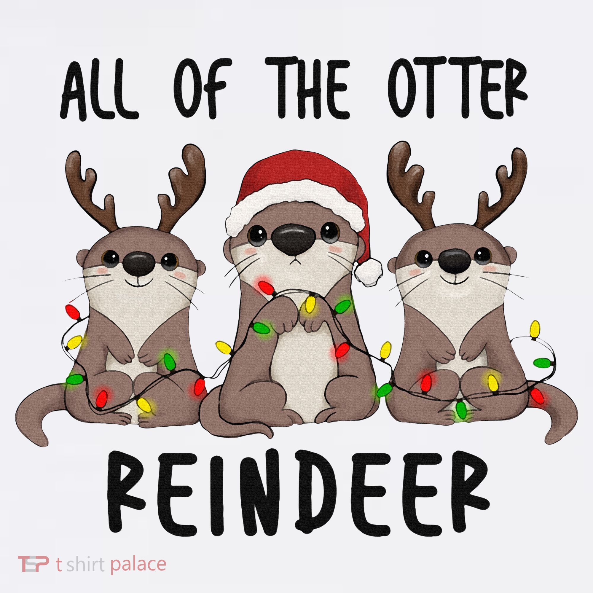 All of the Otter Reindeer Cute Christmas Animal Otter Pun Women's Hoodie