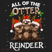 All Of The Otter Reindeer Christmas Funny Cute Gift Golf Towel thumb 3