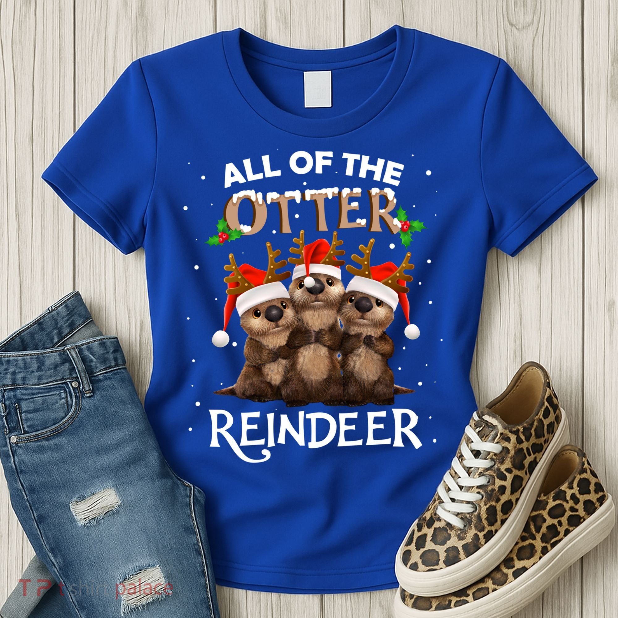All Of The Otter Reindeer Christmas Funny Cute Gift Women's T-Shirt