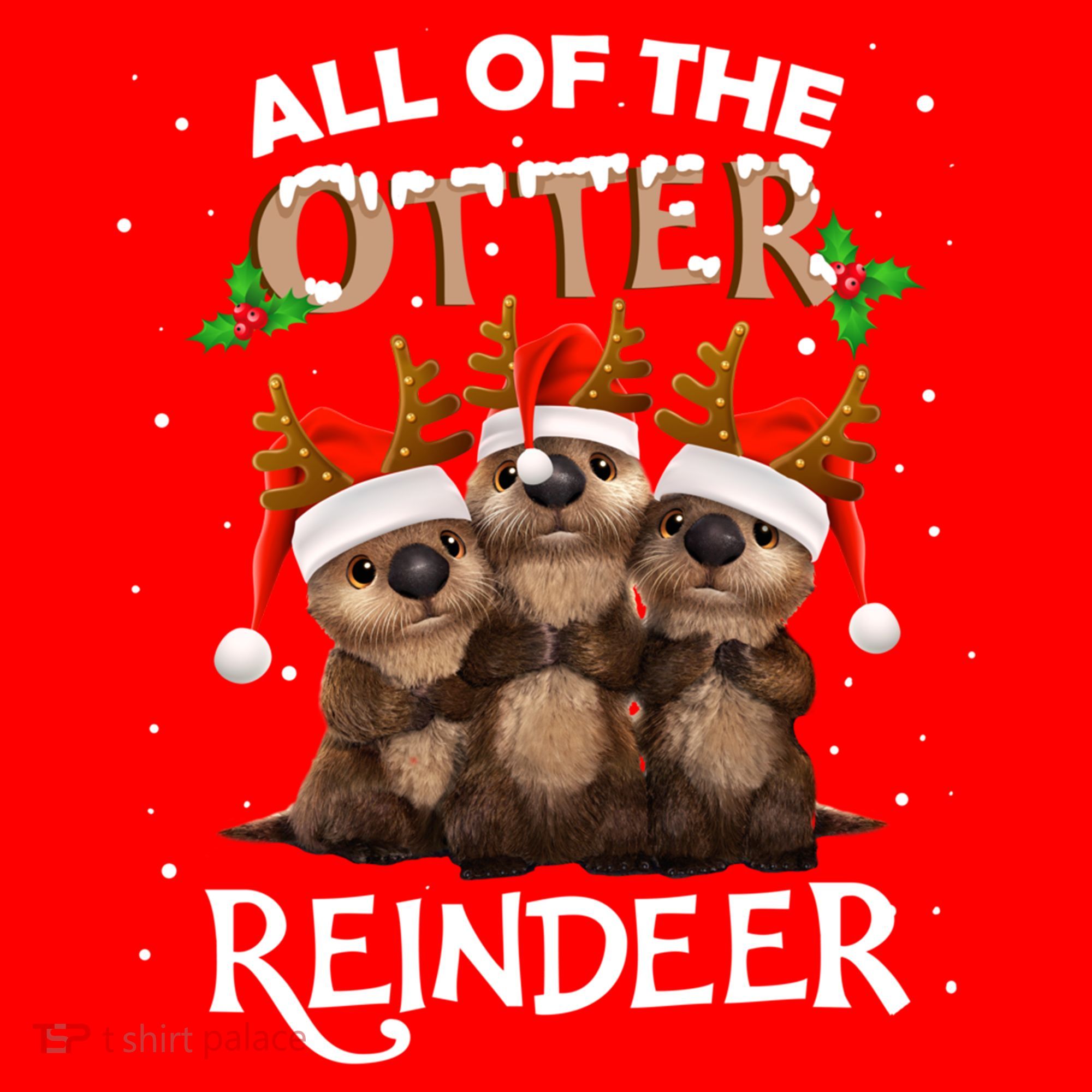 All Of The Otter Reindeer Christmas Funny Cute Gift Santa Hat