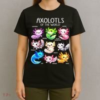 Axolotls Of The World Kawaii Types Of Axolotl Fish Amphibian T-Shirt thumb 4
