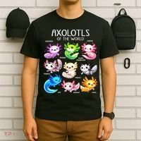 Axolotls Of The World Kawaii Types Of Axolotl Fish Amphibian T-Shirt thumb 6
