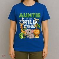 Auntie Of The Wild One Zoo Safari Jungle Animals Lover T-Shirt thumb 4
