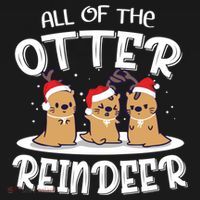All Of The Otter Reindeer Christmas Otter Lover Great Gift Women's Hoodie thumb 2