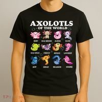 Axolotls Of The World Kawaii Axolotl Animals Fish Amphibian T-Shirt thumb 3