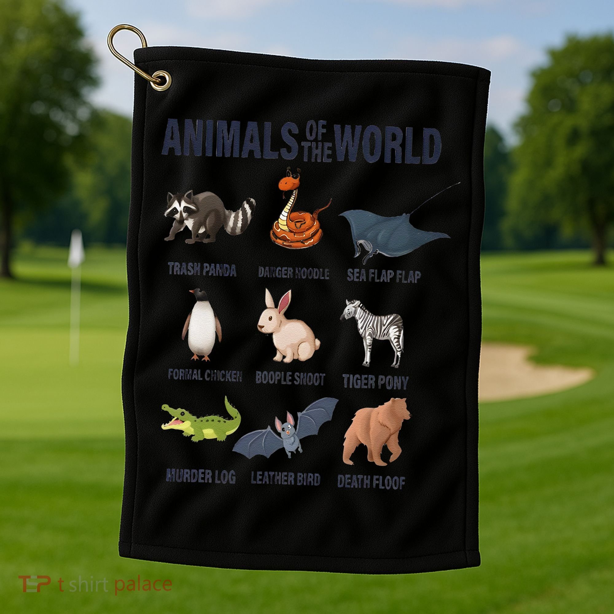 Animals Of The World Trash Panda Danger Noodle Golf Towel