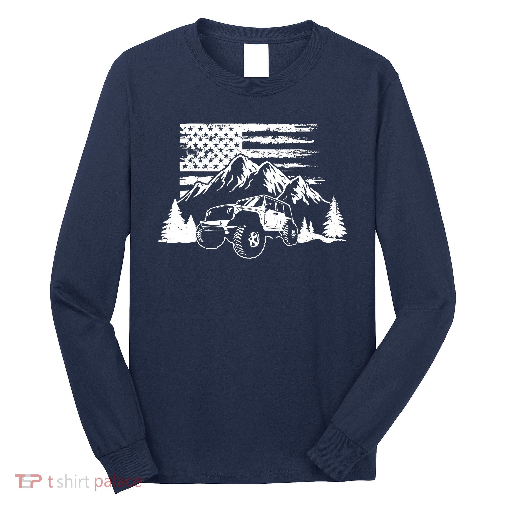 American Offroad USA Flag Atv Utv 4x4 Off Roading QUAD Long Sleeve Shirt