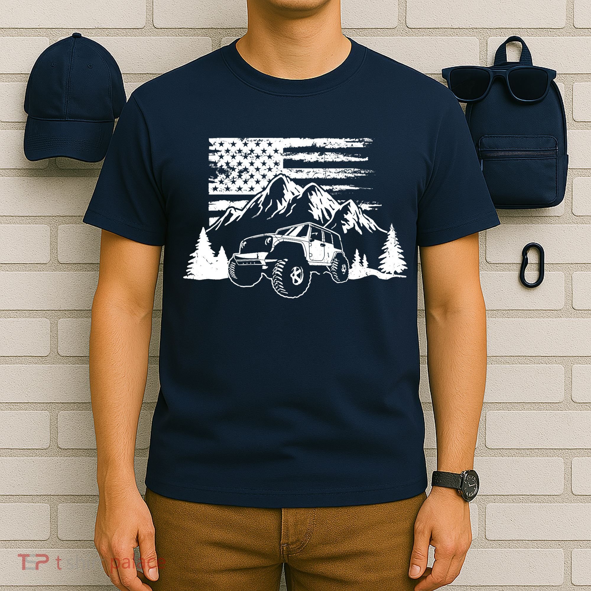 American Offroad USA Flag Atv Utv 4x4 Off Roading QUAD T-Shirt