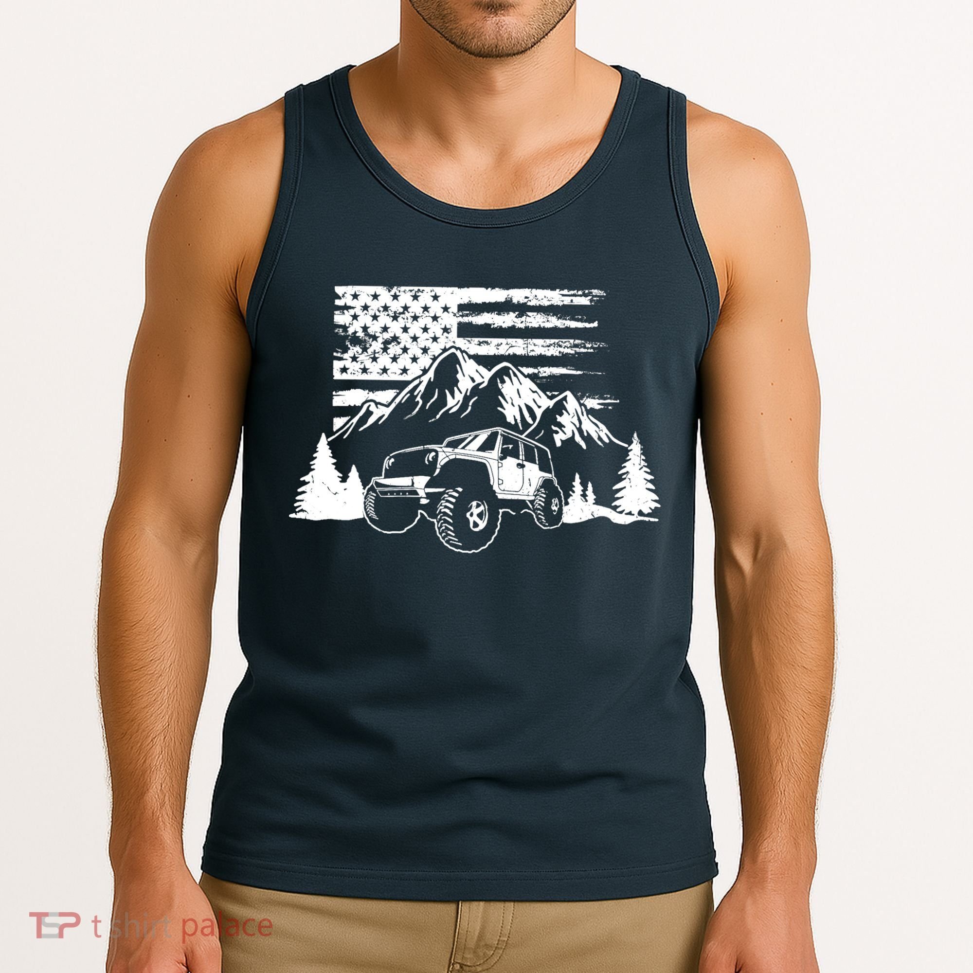 American Offroad USA Flag Atv Utv 4x4 Off Roading QUAD Tank Top