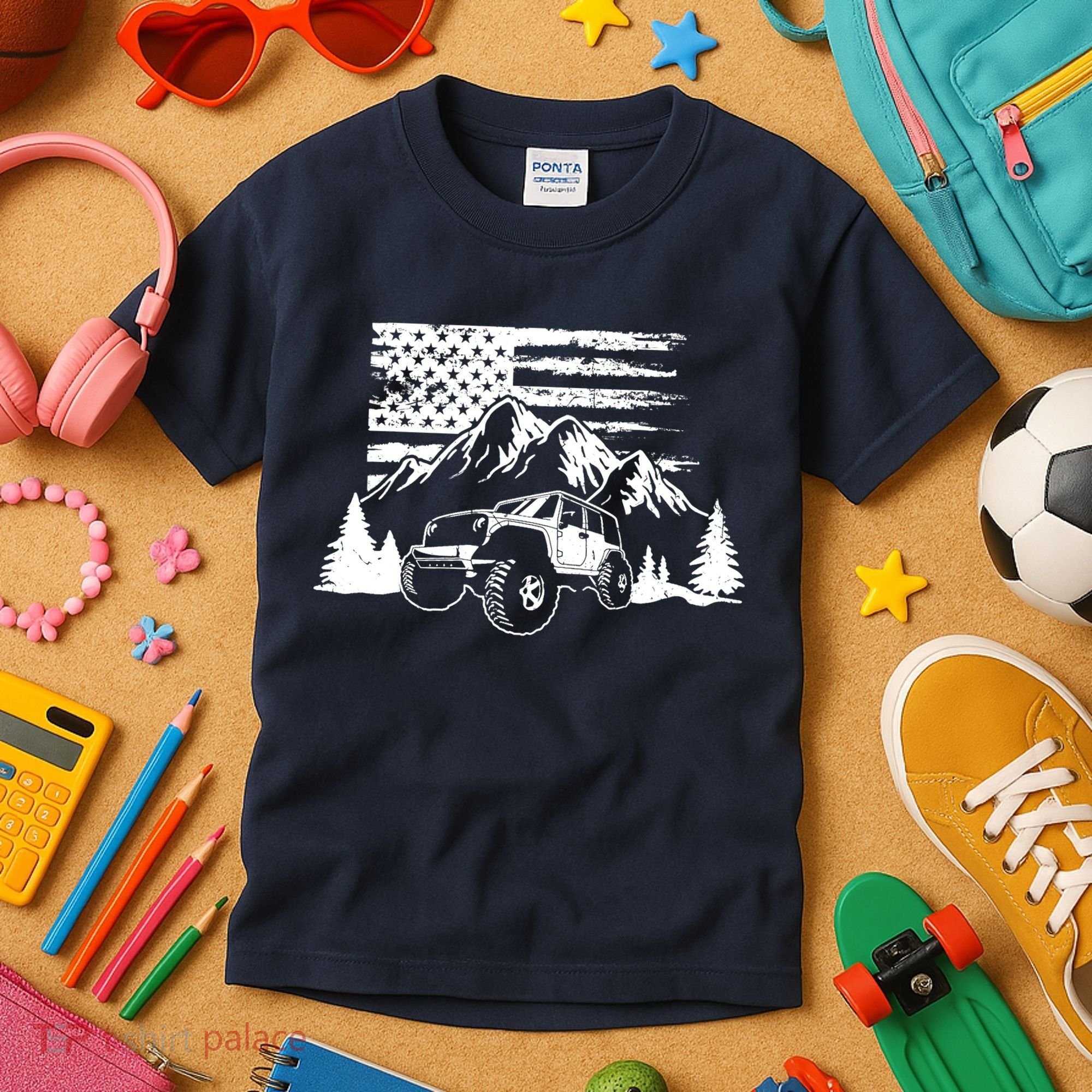 American Offroad USA Flag Atv Utv 4x4 Off Roading QUAD Kids T-Shirt