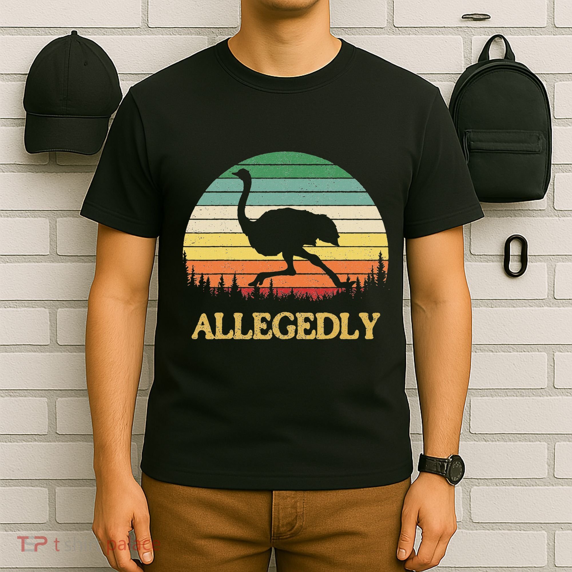 Allegedly Ostrich Vintage Retro Funny Ostrich Lover T-Shirt