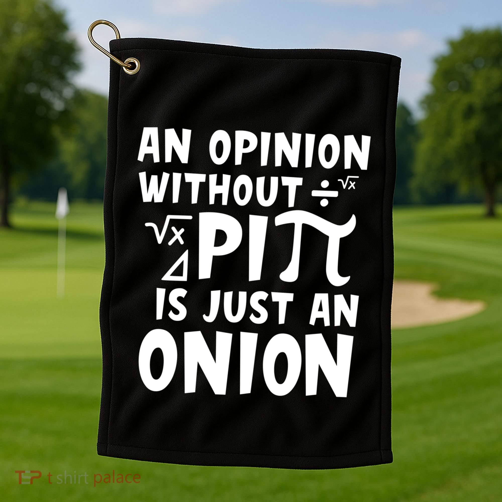 An Opinion Without Pi Is Just An Onion Happy Pi Day Great Gift Golf Towel