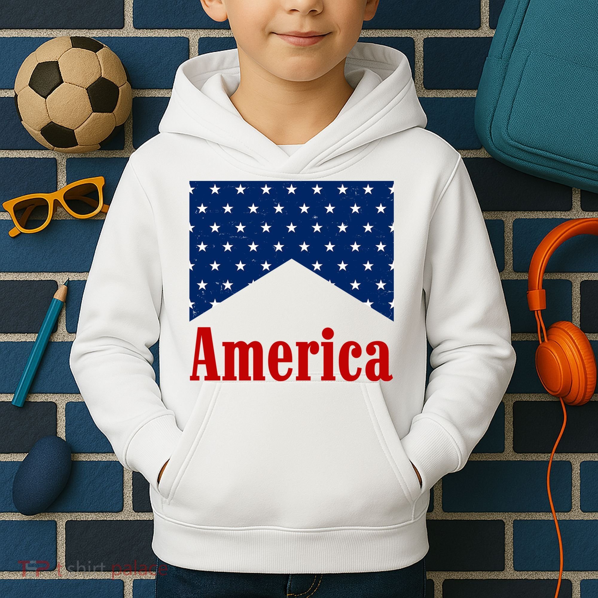 America Patriotic 4th Of July Kids Hoodie