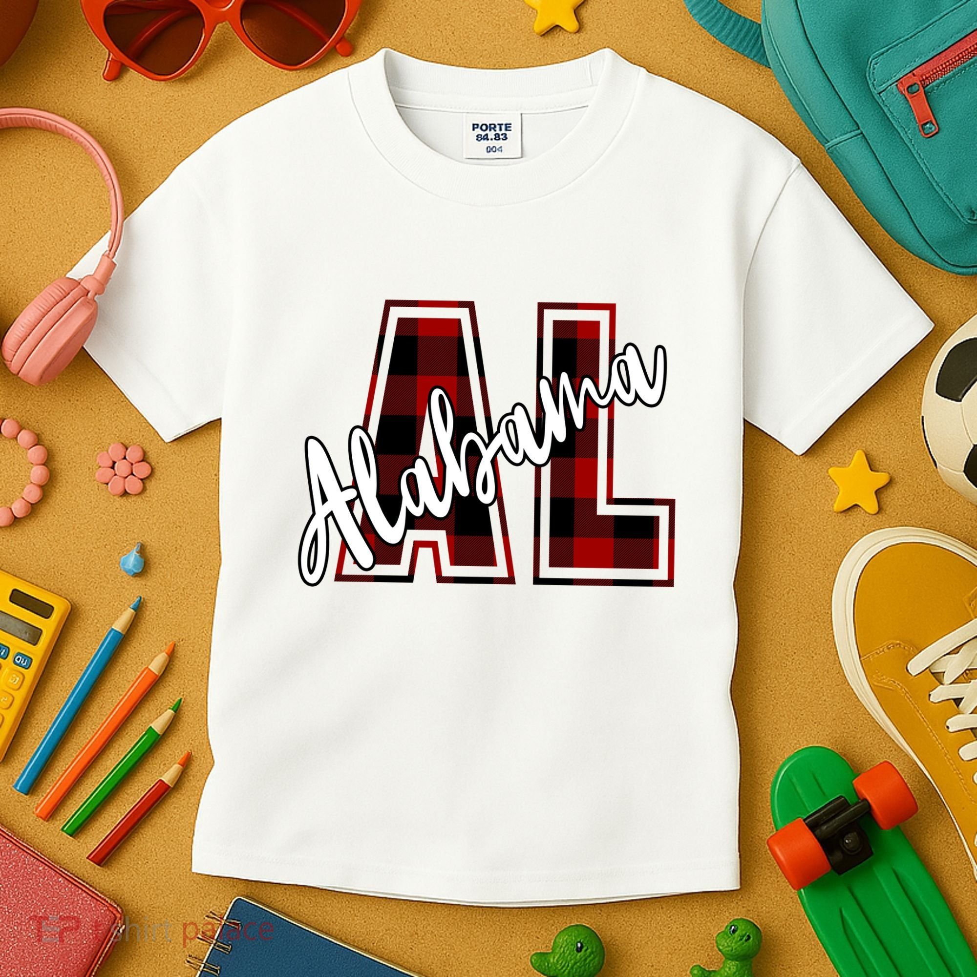 Alabama Plaid Al Kids T-Shirt
