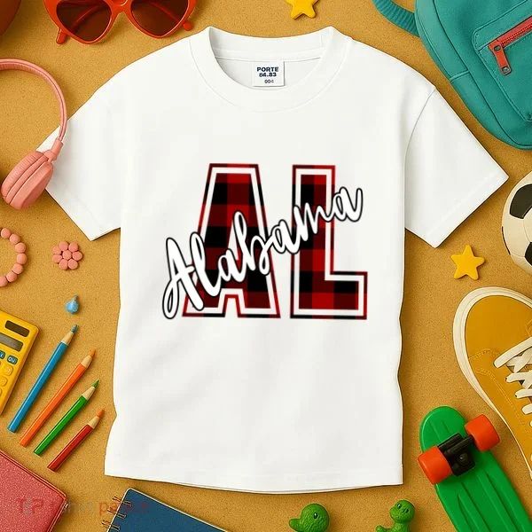 Alabama Plaid Al Kids T-Shirt