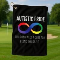 Autistic Pride Autism Awareness Acceptance Love Heart Puzzle Golf Towel thumb 1