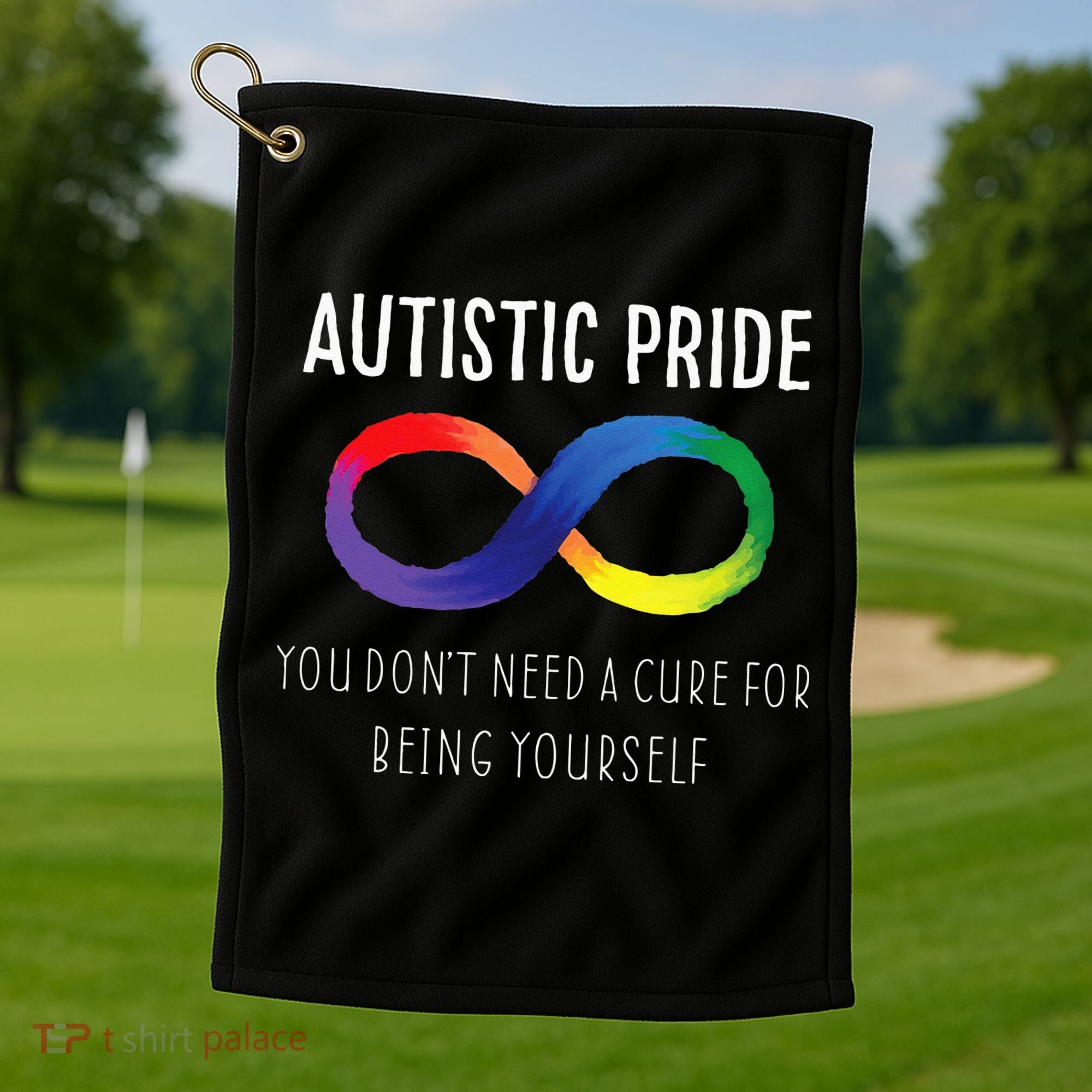 Autistic Pride Autism Awareness Acceptance Love Heart Puzzle Golf Towel