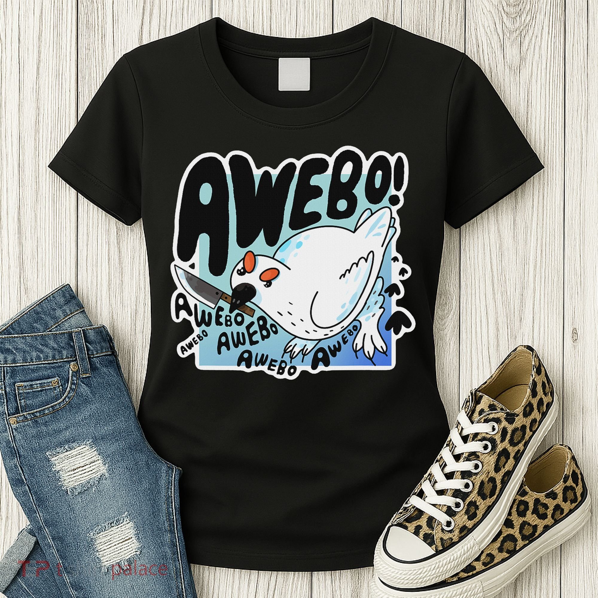 Awebo Ptarmigan Arctic Cute Bird Internet Meme Funny Chicken Women's T-Shirt