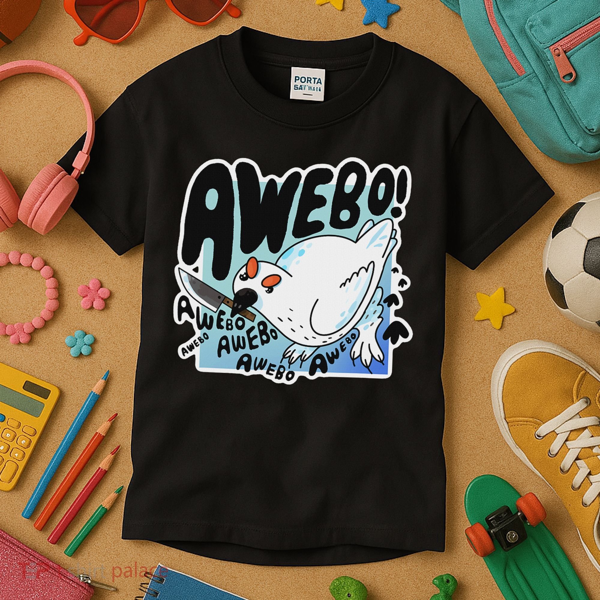 Awebo Ptarmigan Arctic Cute Bird Internet Meme Funny Chicken Kids T-Shirt