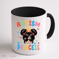 Autism Princess Afro Bow Daughter Autism Awareness Coffee Mug thumb 1