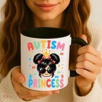Autism Princess Afro Bow Daughter Autism Awareness Coffee Mug thumb 3
