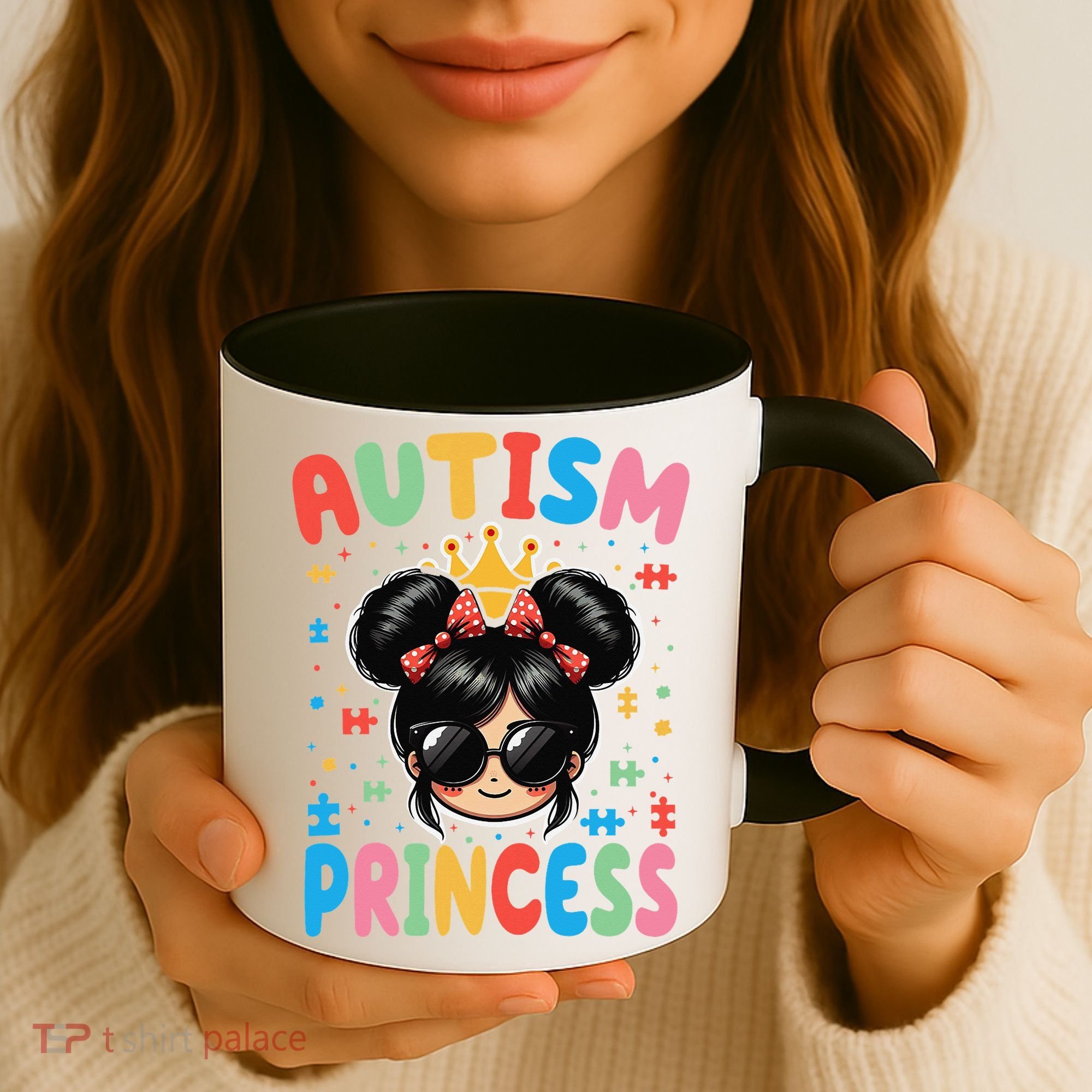Autism Princess Afro Bow Daughter Autism Awareness Coffee Mug