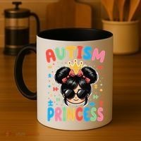 Autism Princess Afro Bow Daughter Autism Awareness Coffee Mug thumb 4
