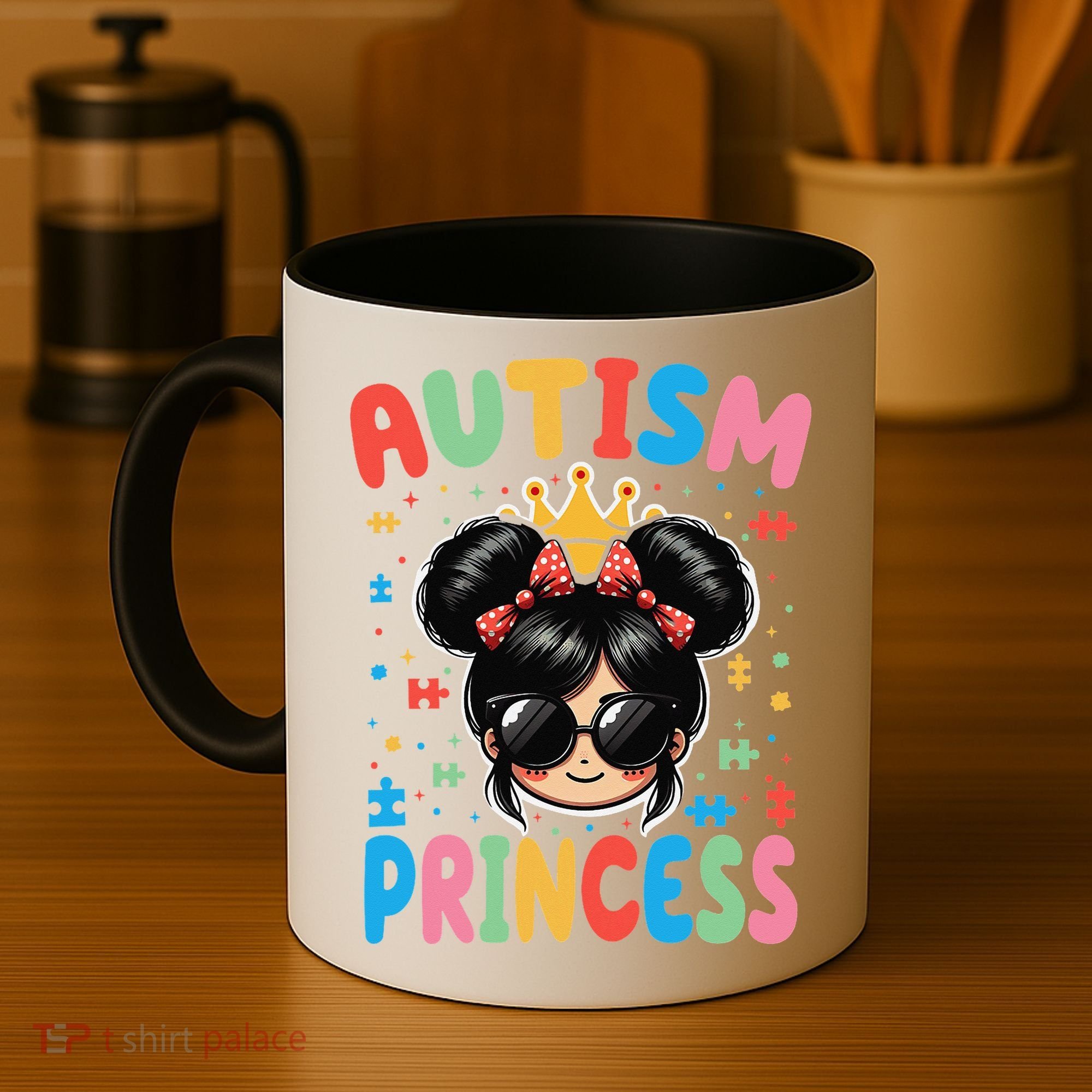 Autism Princess Afro Bow Daughter Autism Awareness Coffee Mug