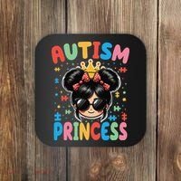 Autism Princess Afro Bow Daughter Autism Awareness Coaster thumb 0