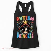 Autism Princess Afro Bow Daughter Autism Awareness Women's Tank Top thumb 0