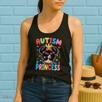 Autism Princess Afro Bow Daughter Autism Awareness Women's Tank Top thumb 2