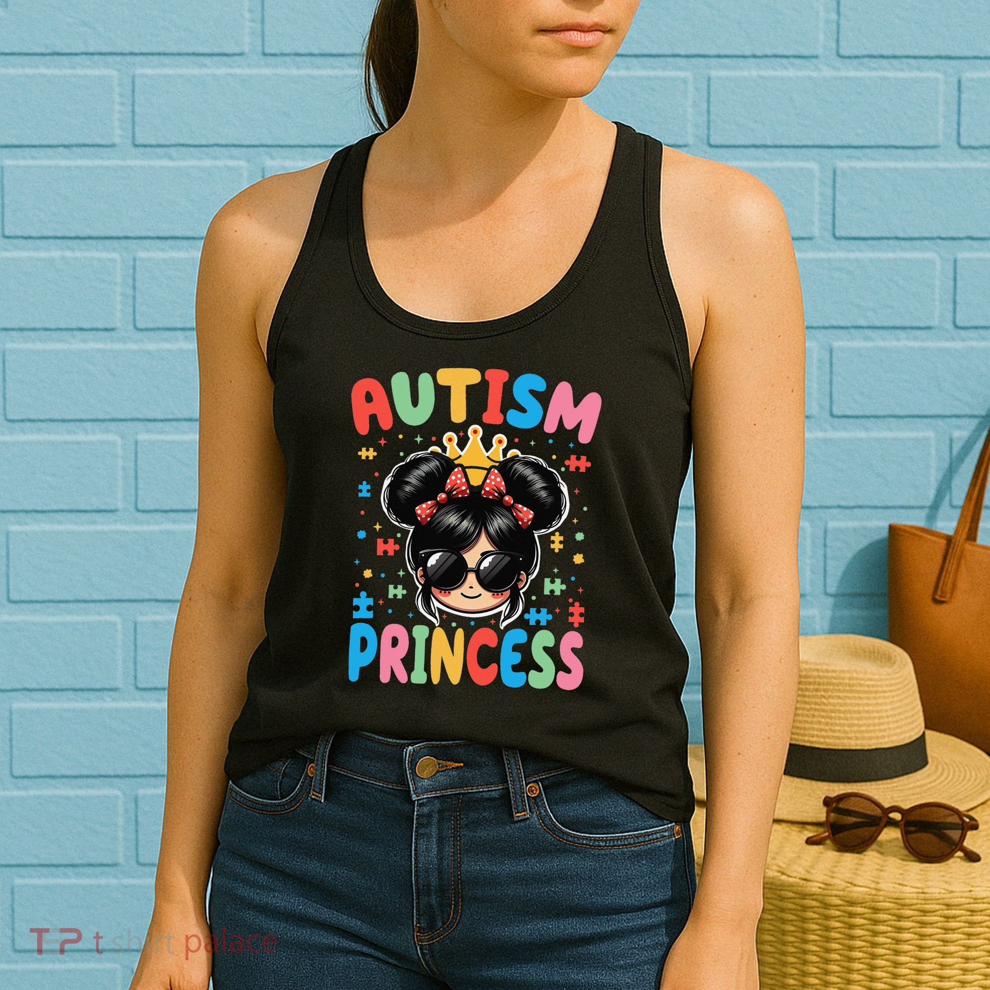 Autism Princess Afro Bow Daughter Autism Awareness Women's Tank Top