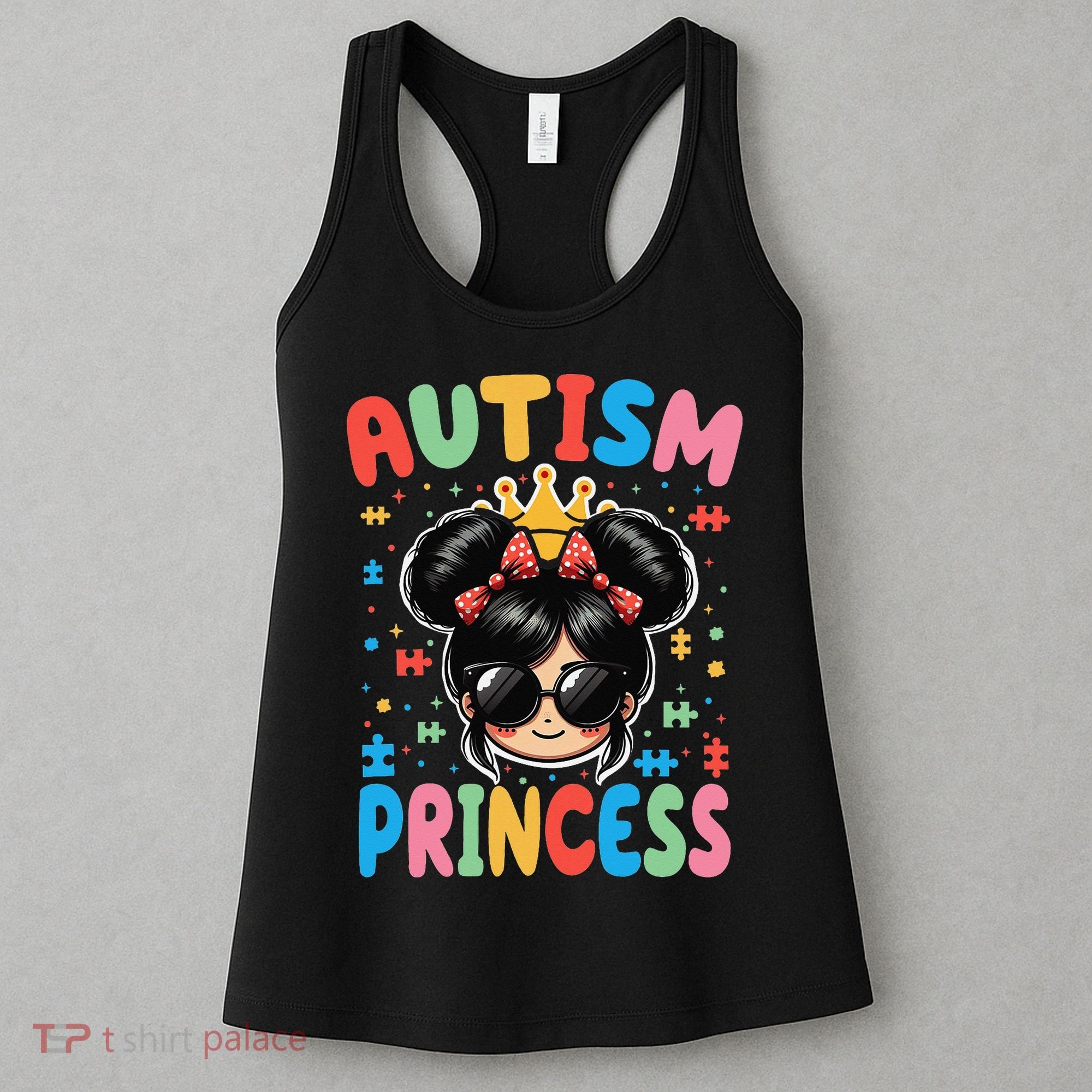 Autism Princess Afro Bow Daughter Autism Awareness Women's Tank Top