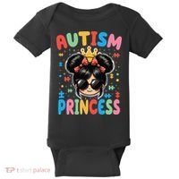 Autism Princess Afro Bow Daughter Autism Awareness Baby Bodysuit thumb 0