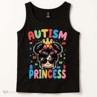 Autism Princess Afro Bow Daughter Autism Awareness Tank Top thumb 2