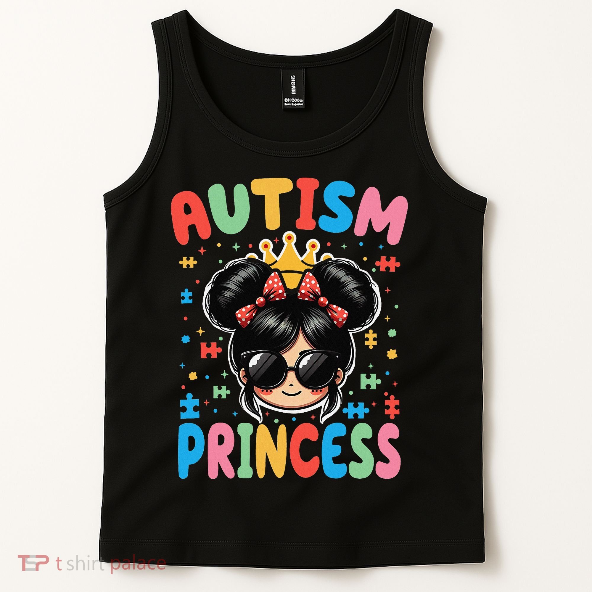 Autism Princess Afro Bow Daughter Autism Awareness Tank Top