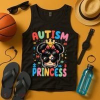 Autism Princess Afro Bow Daughter Autism Awareness Tank Top thumb 4