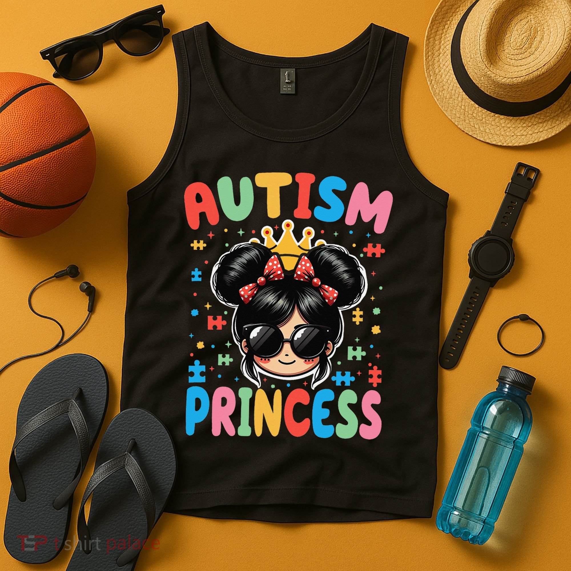 Autism Princess Afro Bow Daughter Autism Awareness Tank Top