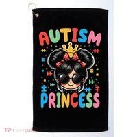Autism Princess Afro Bow Daughter Autism Awareness Golf Towel thumb 0