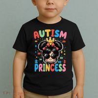 Autism Princess Afro Bow Daughter Autism Awareness Toddler T-Shirt thumb 2