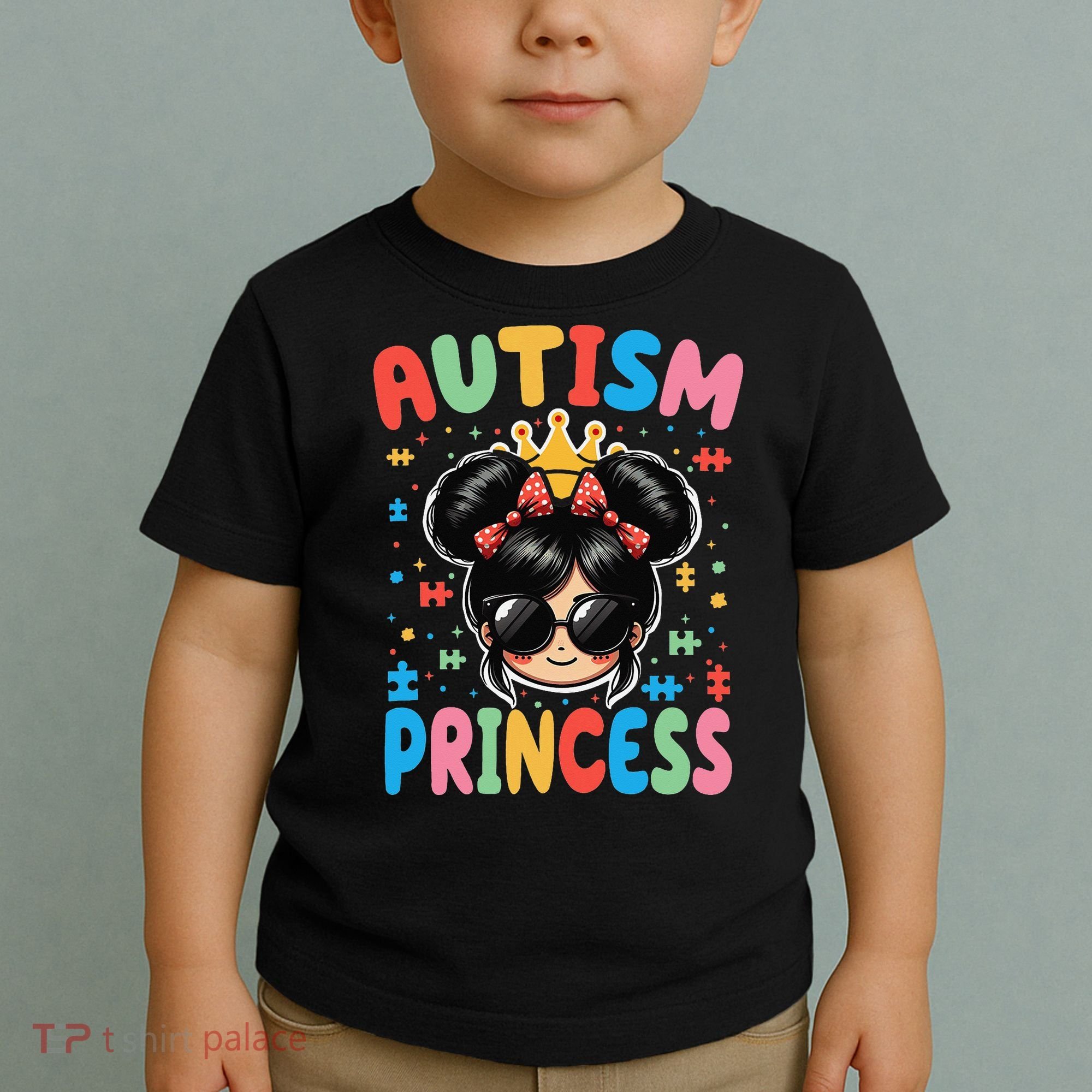 Autism Princess Afro Bow Daughter Autism Awareness Toddler T-Shirt