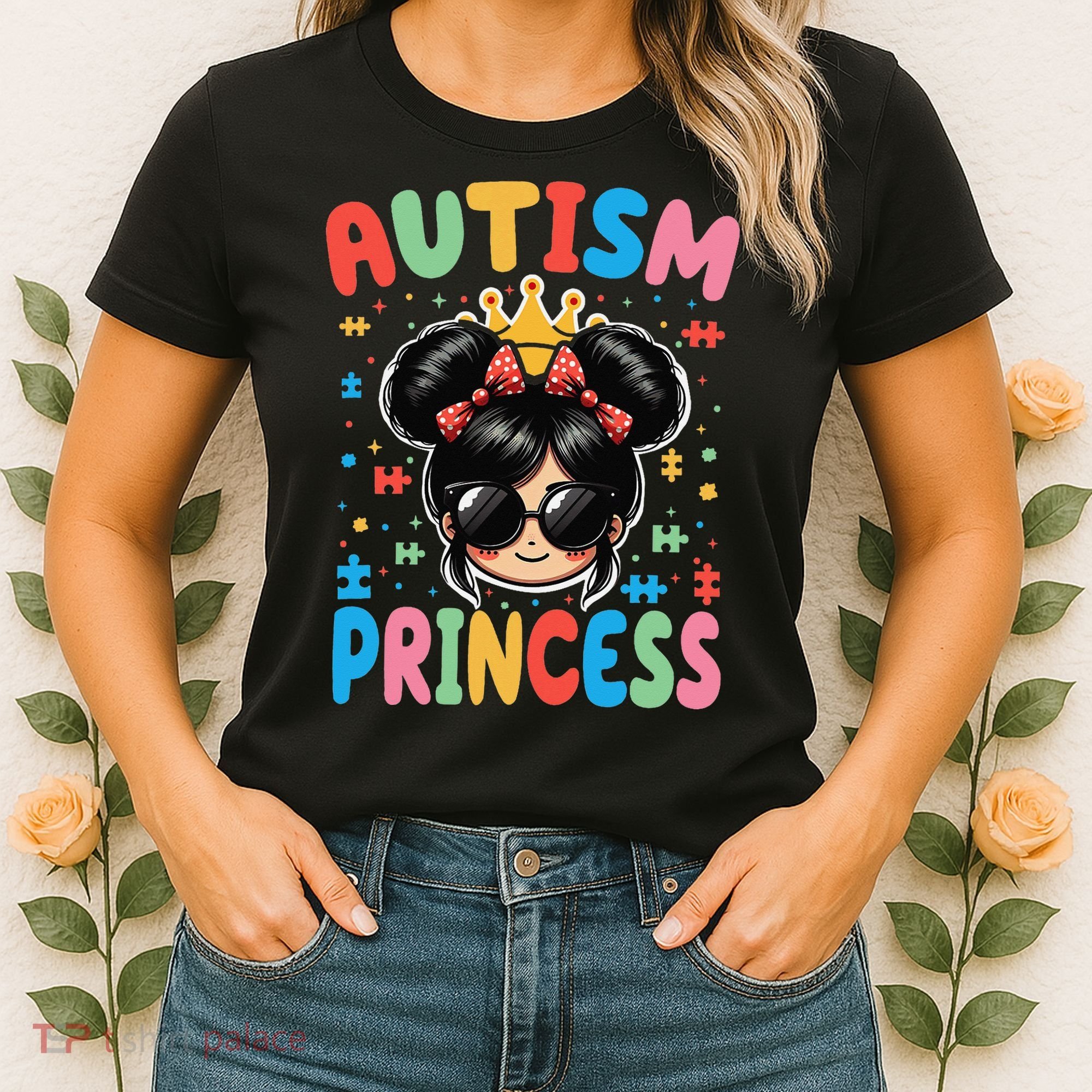 Autism Princess Afro Bow Daughter Autism Awareness Women's T-Shirt