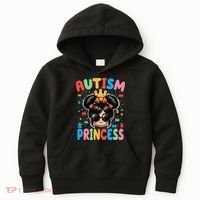 Autism Princess Afro Bow Daughter Autism Awareness Kids Hoodie thumb 0