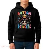 Autism Princess Afro Bow Daughter Autism Awareness Kids Hoodie thumb 4