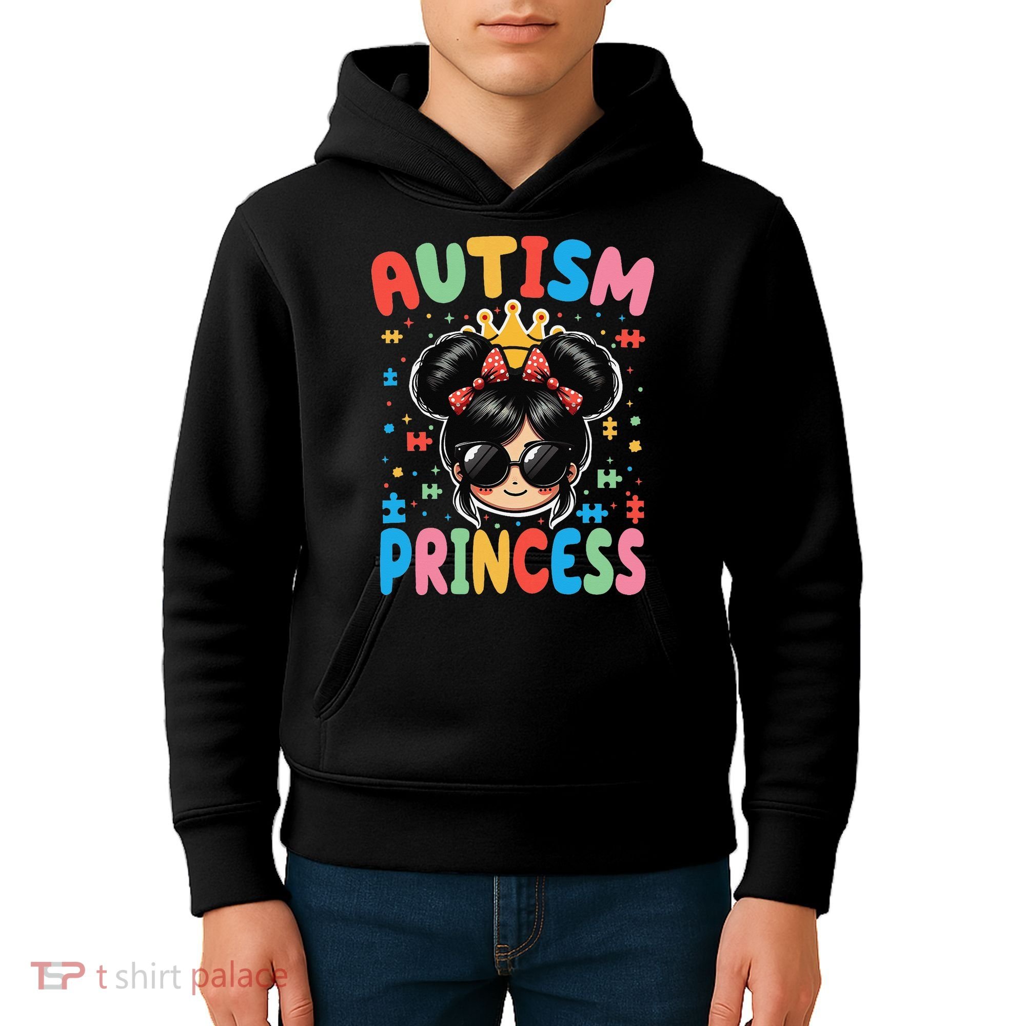 Autism Princess Afro Bow Daughter Autism Awareness Kids Hoodie