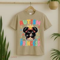 Autism Princess Afro Bow Daughter Autism Awareness T-Shirt thumb 2
