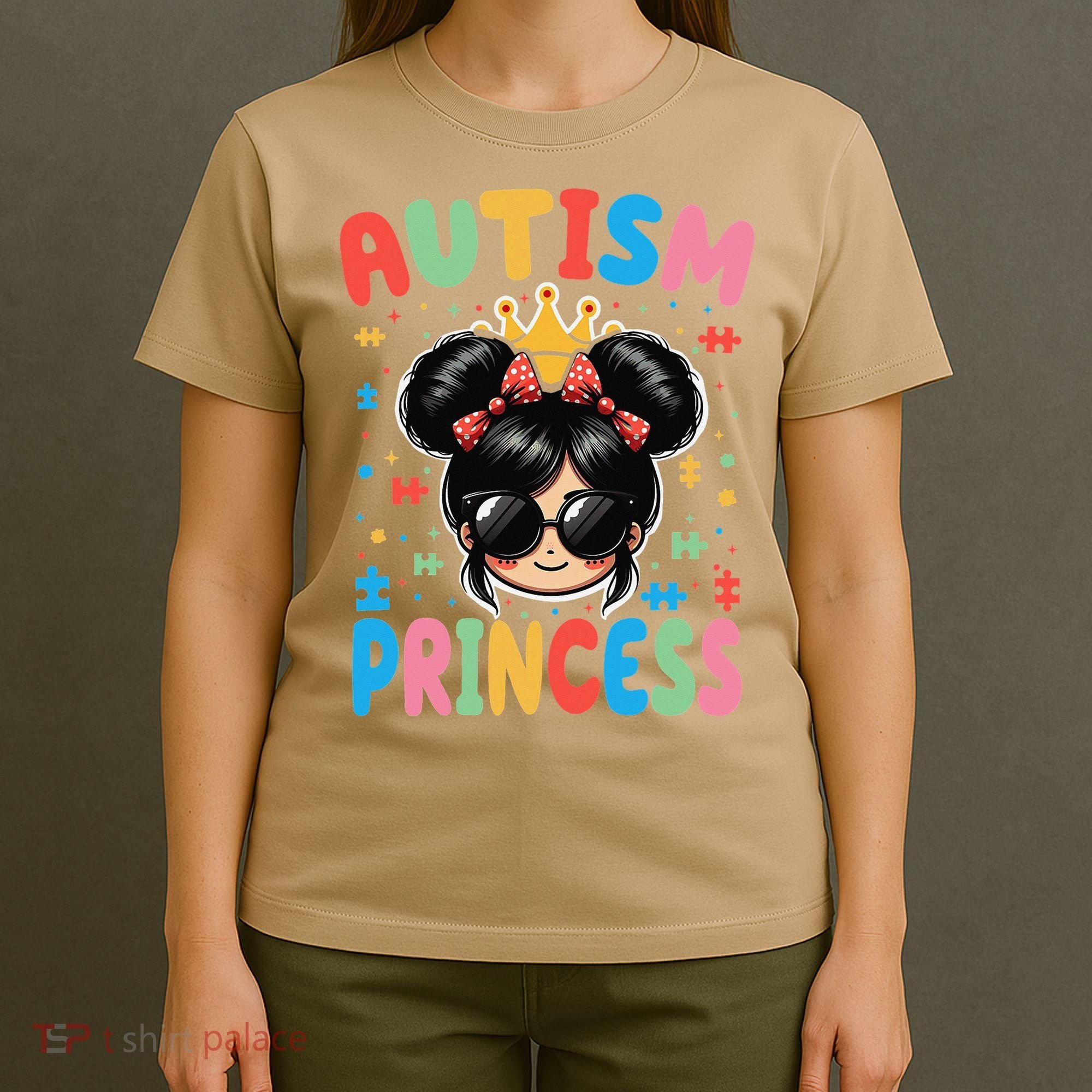 Autism Princess Afro Bow Daughter Autism Awareness T-Shirt
