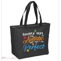 Autism Perfect Autism Awareness, Autism Puzzle Tote Bag thumb 2